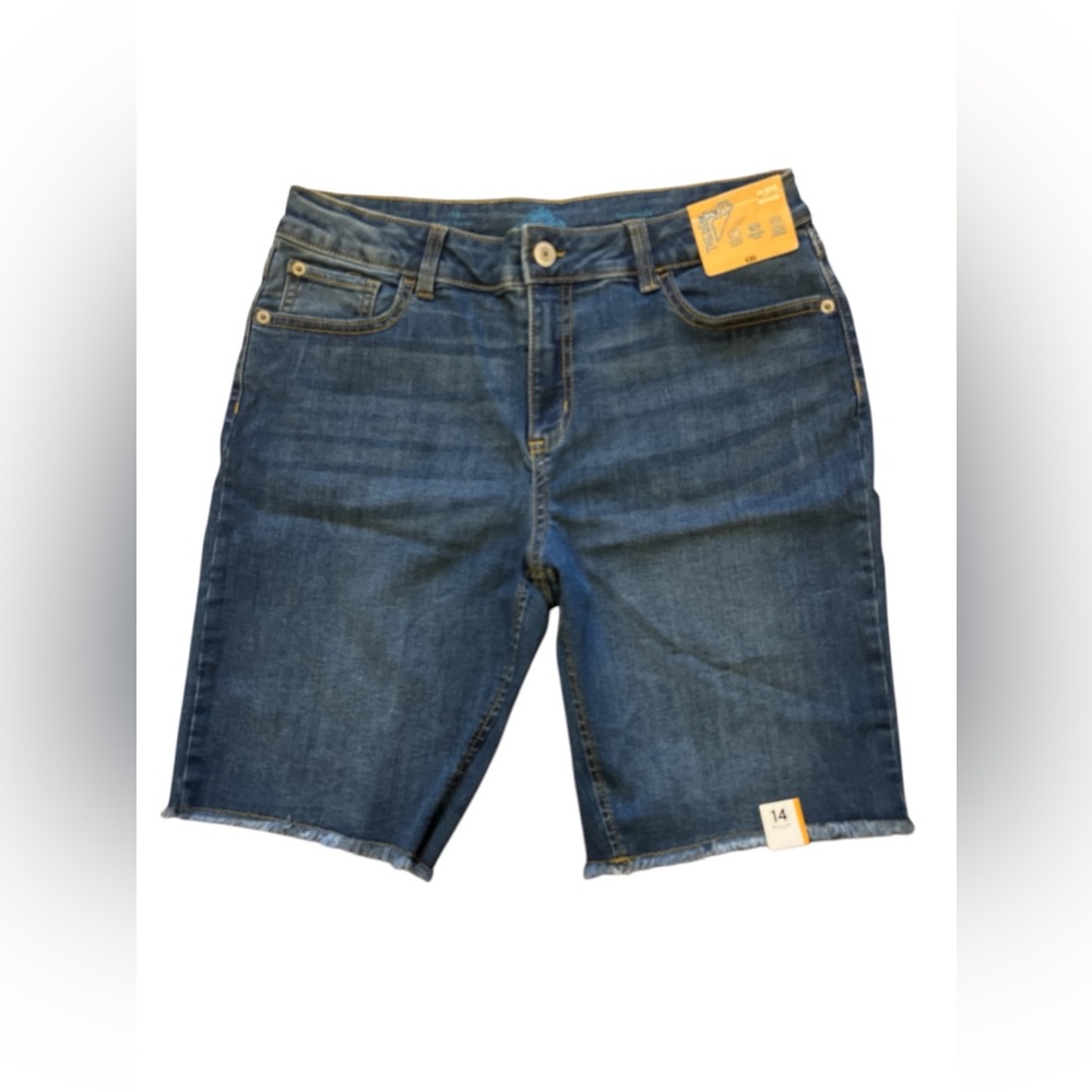 Thereabouts Girls Bermuda Denim Shorts size 14 Blue Adjustable Waist Stretch